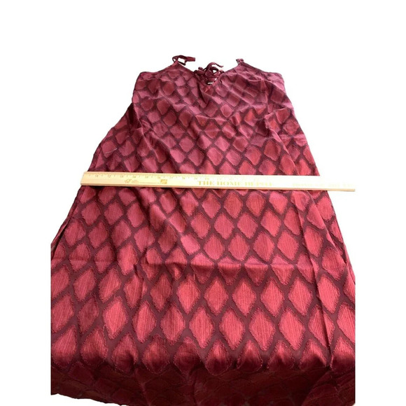Band of Free Burgundy Diamond Pattern Lace-Up Spaghetti Strap Midi Dress - Picture 6 of 8